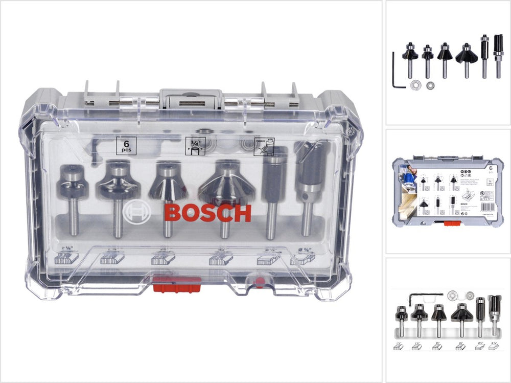 Bosch kant- en lijstfrezenset 6 st. 1 4 schacht ( 2607017470 ) trim edging set voor bovenfrezen