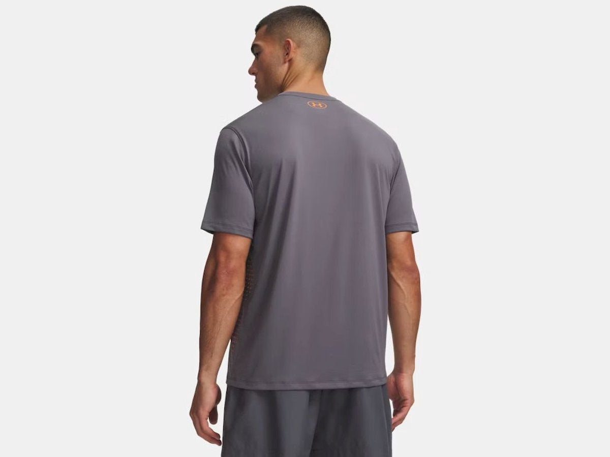 Under armour ua tech play short sleeve-gry heren sportshirt - castlerock outrageous oranje outrageous oranje