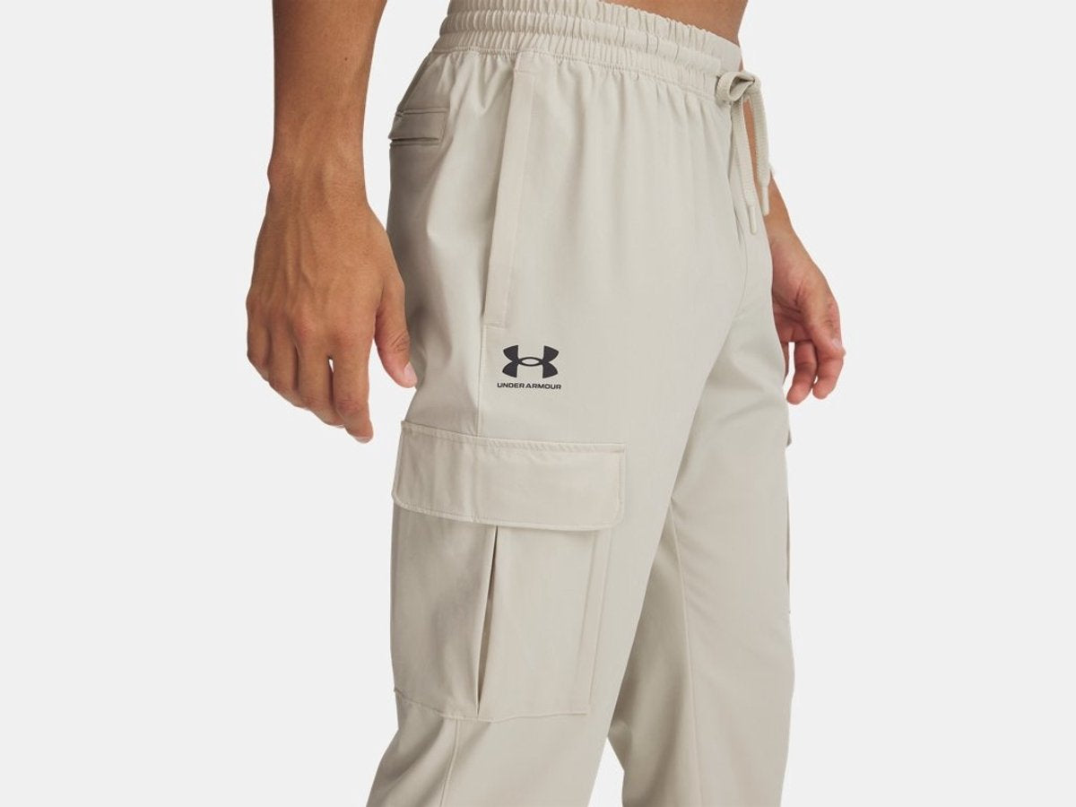 Under armour ua vibe woven cargo pants-brn heren sportbroek - khaki base - zwart