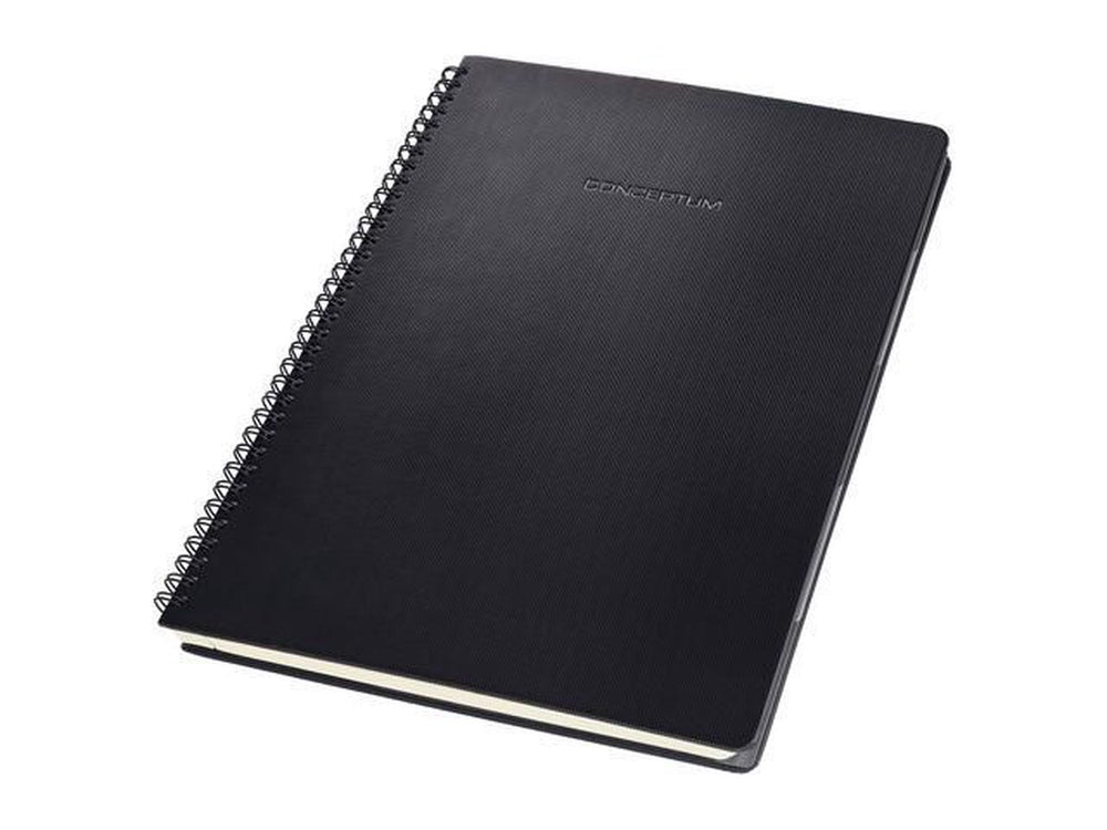 Sigel spiraal notitieboek - conceptum - a4 - zwart - hardcover - 160 pagina's - geruit - incl. tabbladen - 80 grams papier - si-co840