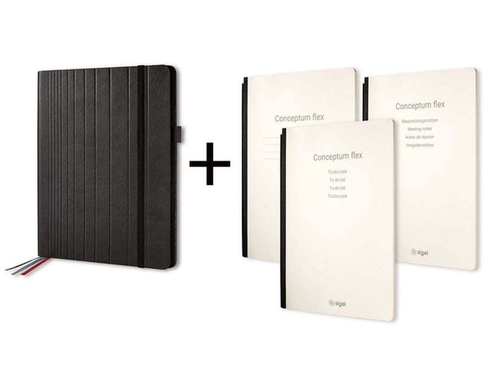 Sigel business organiser - conceptum flex - a4 - kunstleer - zwart - gevuld met schrift lijn - to-do-list schrift - gespreksnotitiesschrift - si-cf132