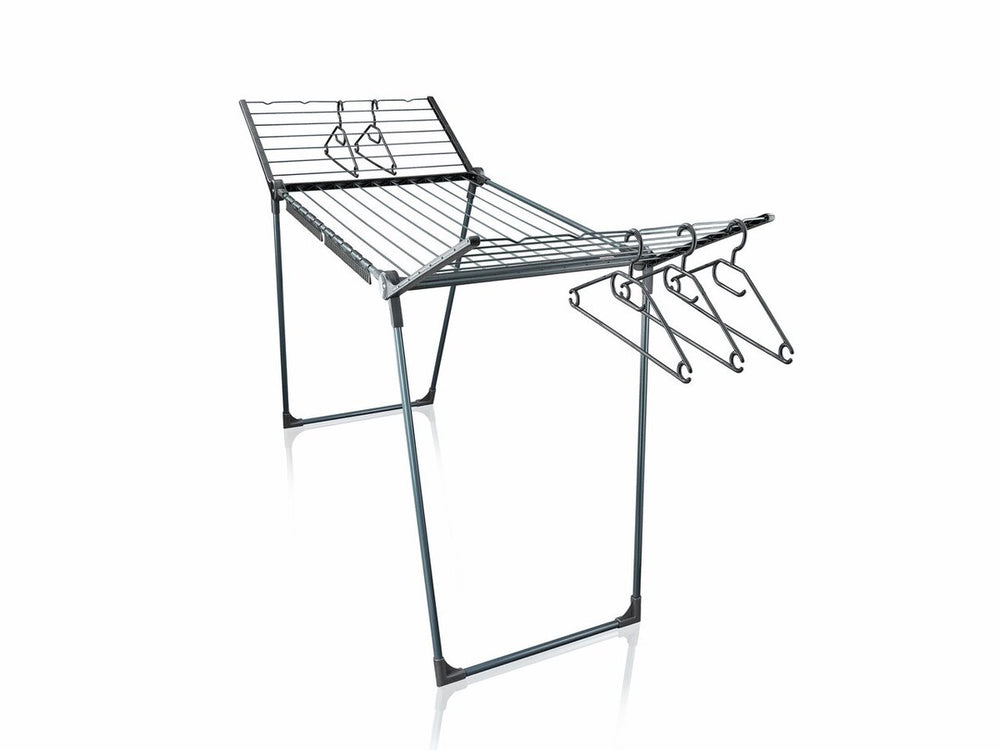 Leifheit droogrek pegasus 200 solid zwart - 20 m drooglengte - incl. houders voor klein wasgoed en 5 kledinghangers