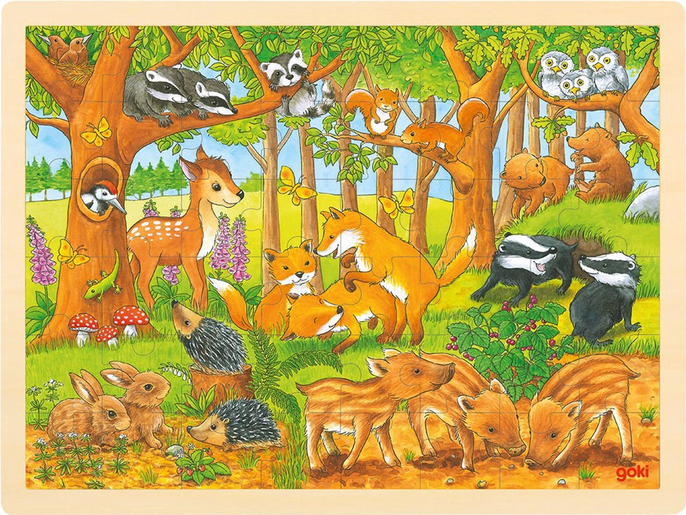 Goki houten legpuzzel - bosdieren, 48st.