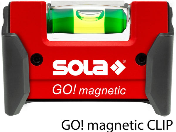 Sola go magnetic clip mini waterpas met gordelclip - 01621201 - tot 0.25 m - rood