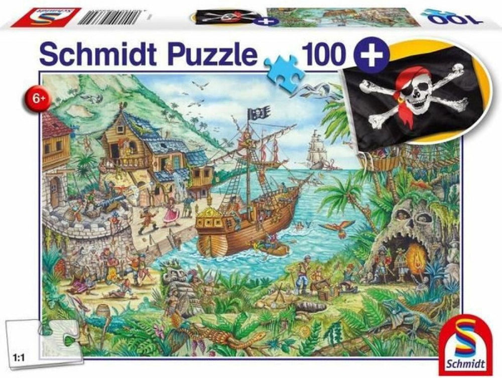 Schmidt - legpuzzel - in de piratenbaai - 100 stukjes + piratenvlag - kinderen - vanaf 6 jaar