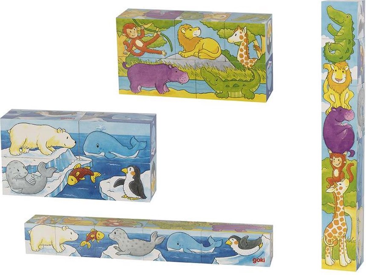 Goki houten blokpuzzelsafari, 5st.