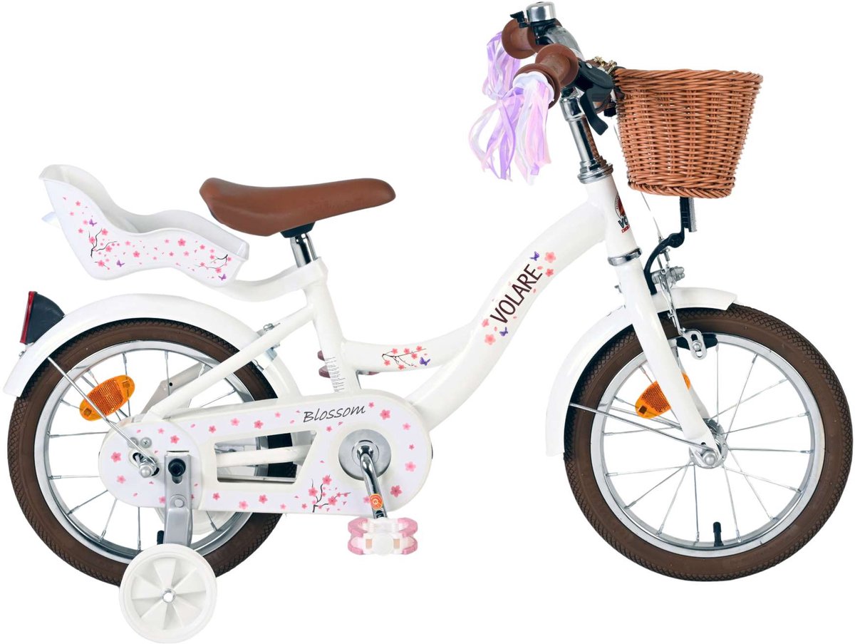 Volare bloesem kinderfiets - meisjes - 14 inch - wit
