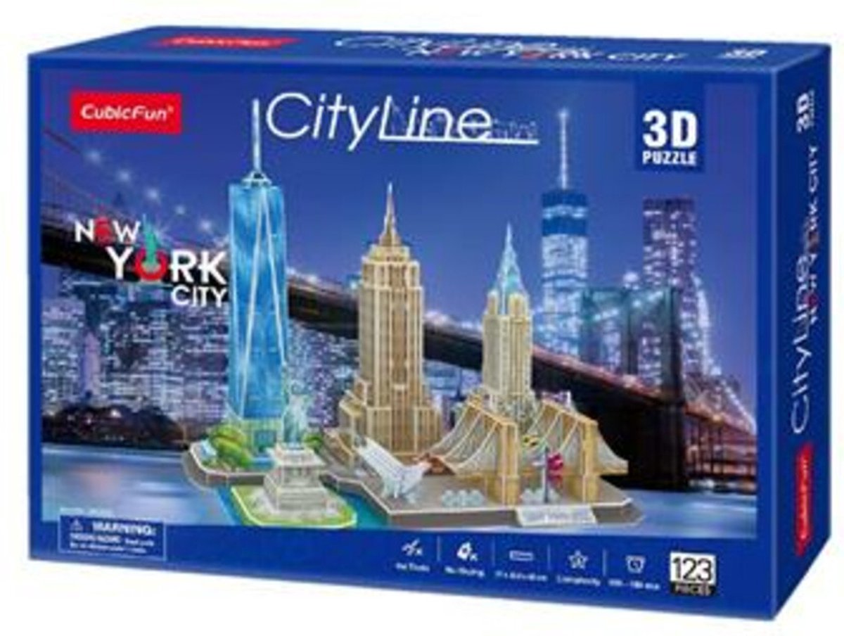 Kubieke leuke 3D-puzzel stadslijn New York City