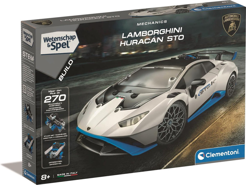 Clementoni wetenschap en spel - mechanica lamborghini huracan sto bouwset, 270dlg.