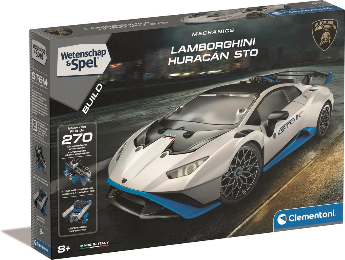 Clementoni wetenschap en spel - mechanica lamborghini huracan sto bouwset, 270dlg.