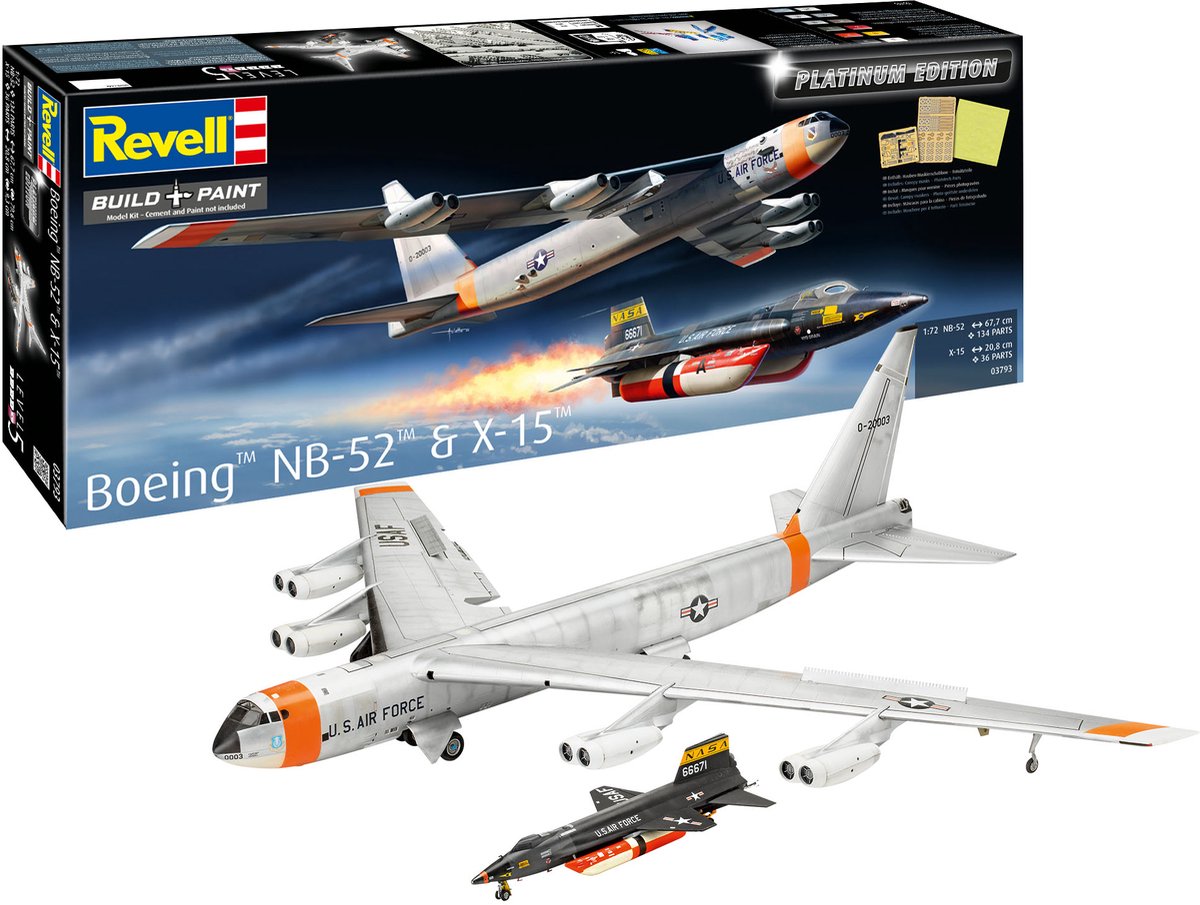 Revell modelbouwpakket vliegtuigen - 03793 boeing b-52d stratofortress - platinum edition - amerikaanse straaljager plastic - 1:72 - modelbouw