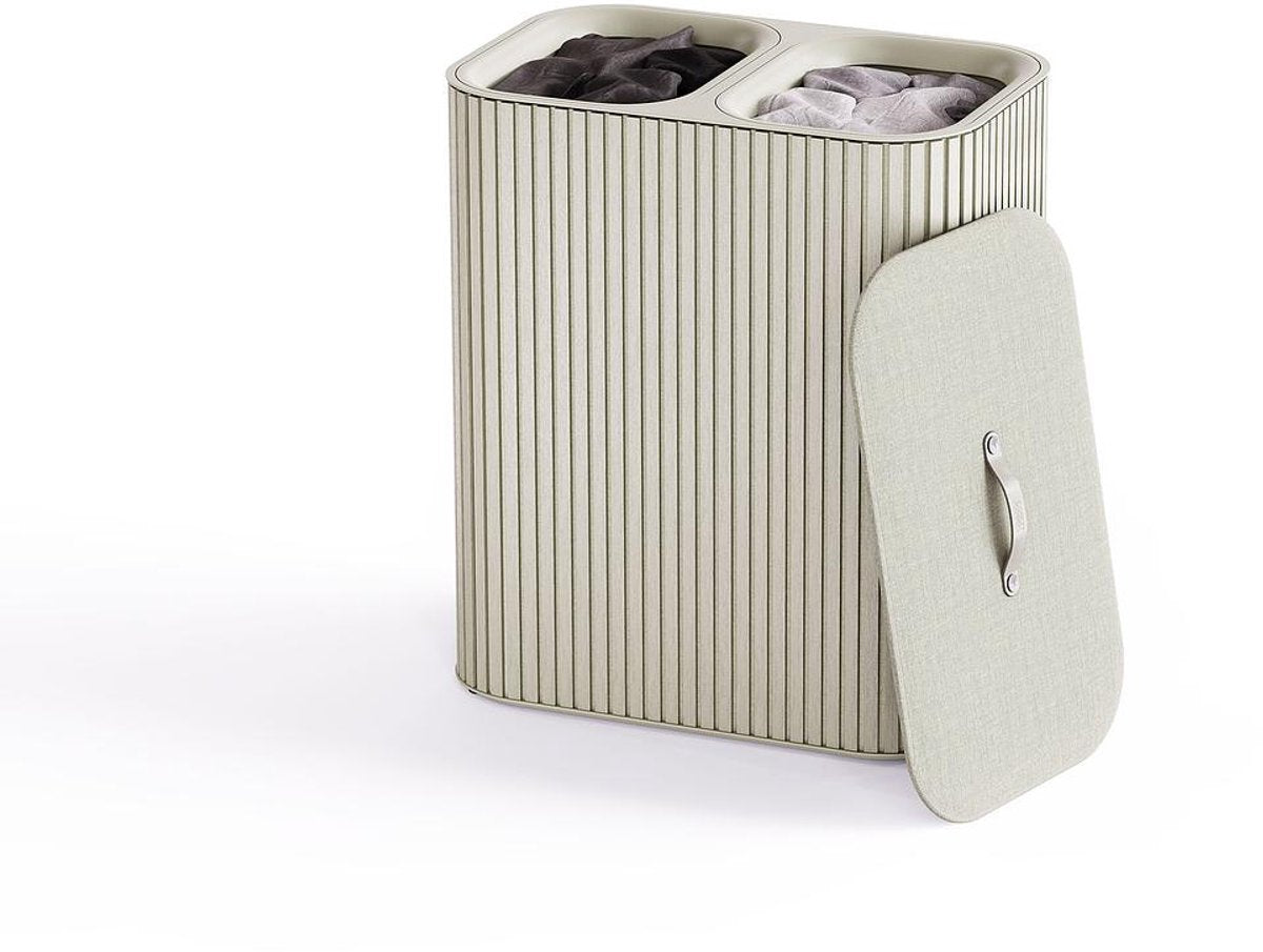 Joseph joseph tota twin luxe wasmand 2x45 liter bamboe - ecru
