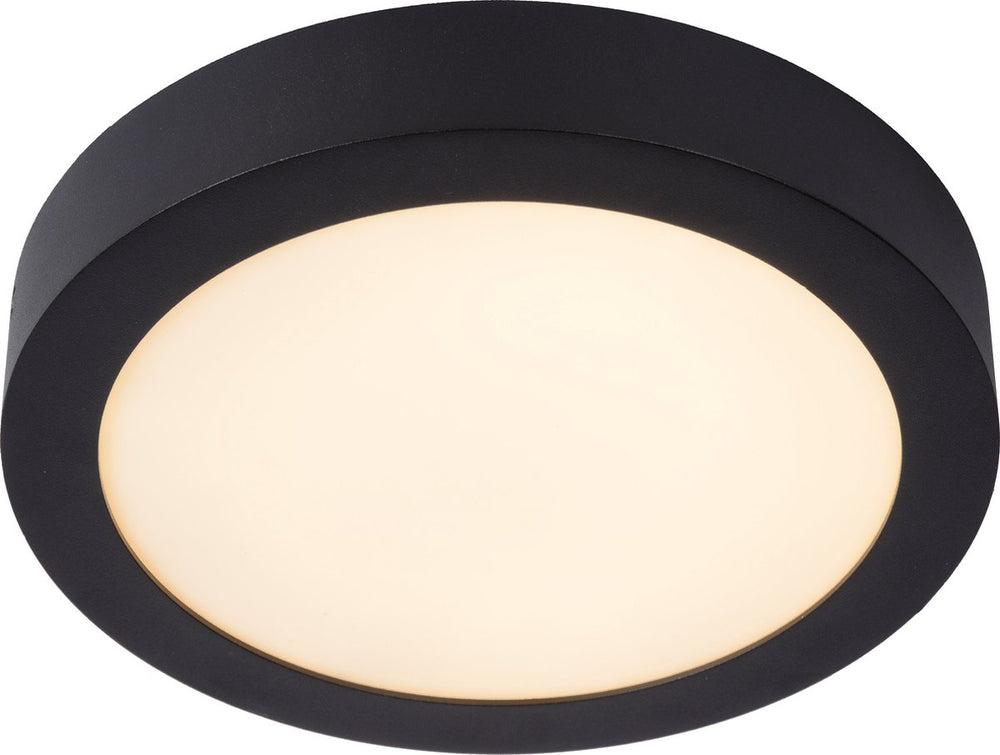 Lucide brice-led - plafonnière (plafondlamp) badkamer - ø 24 cm - led dimbaar - 1x15w 3000k - ip44 - zwart