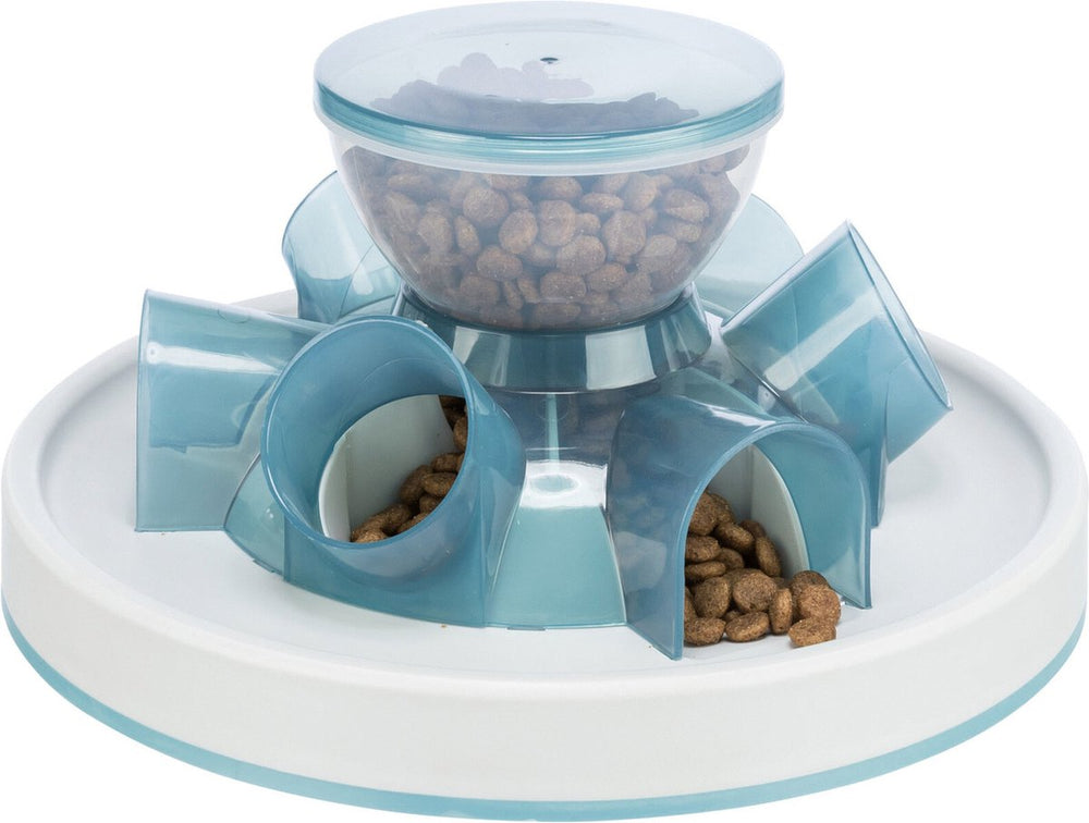 Trixie kattenspeelgoed tunnel feeder strategiespel - blauw