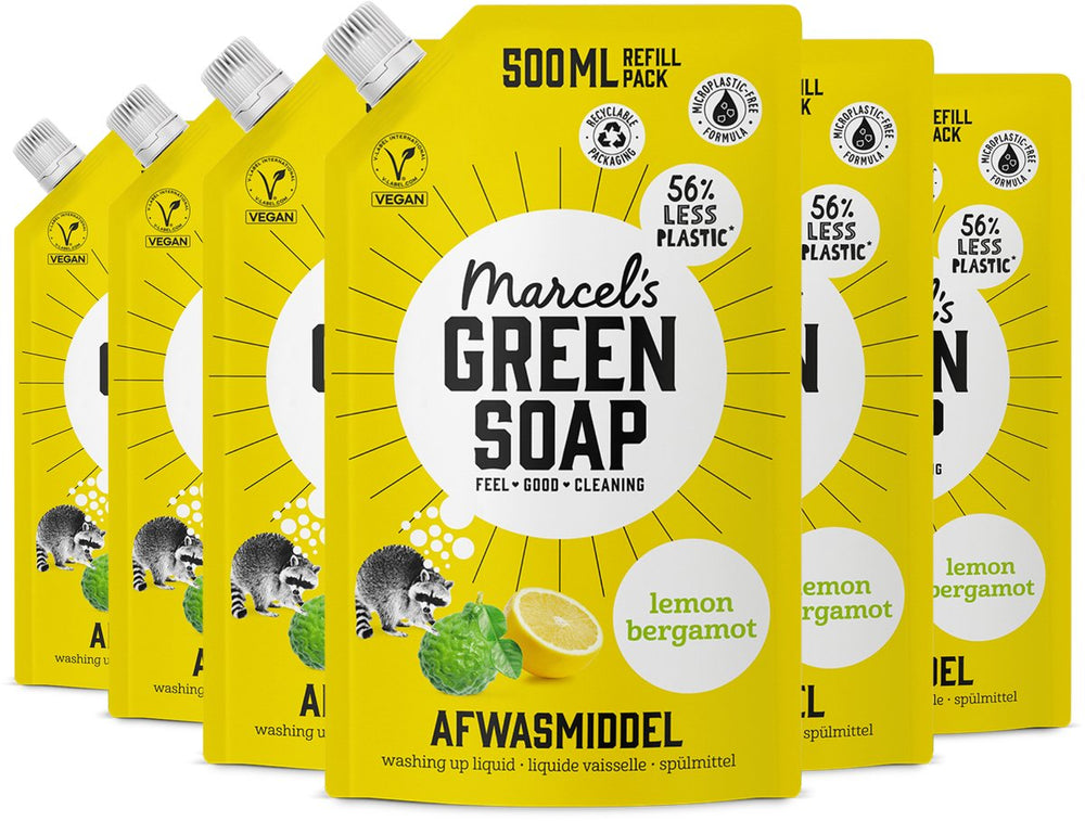 Marcel's green soap afwasmiddel navulling - citroen bergamot - 6 x 500ml