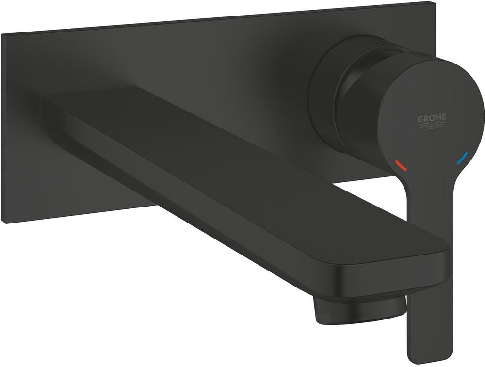 Grohe lineare new l-size tweegats wastafelmengkraan – wandmontage – aquaguide – ecojoy – matte black