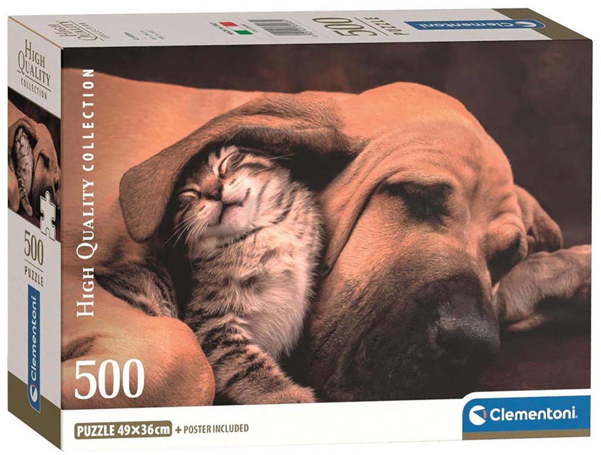 Clementoni - puzzel - 500 stukjes - cuddles compact box - high quality collection