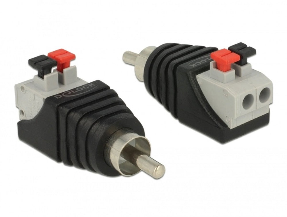 Delock adapter rca male > terminal block with push button 2 pin