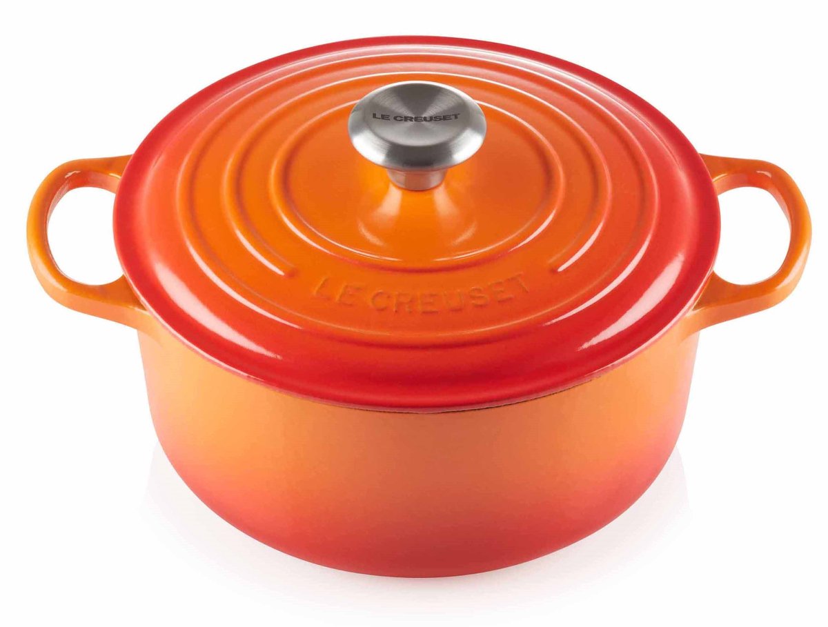 Le creuset braadpan signature oranjerood – ø 26 cm 5,3 liter – grote ronde stoofpan van gietijzer – voor gezinsmaaltijden, stoven of langzaam garen – iconisch oranje design – duurzaam, hittebestendig en geschikt voor oven en inductie