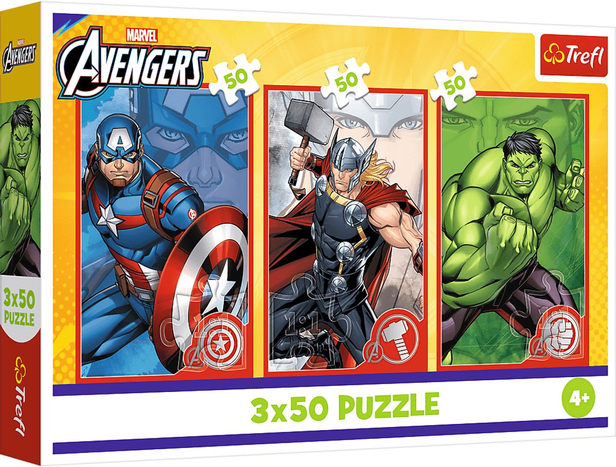 Trefl puzzle puzzel - 3x50 - jouw held disney marvel the avengers trefl 34891