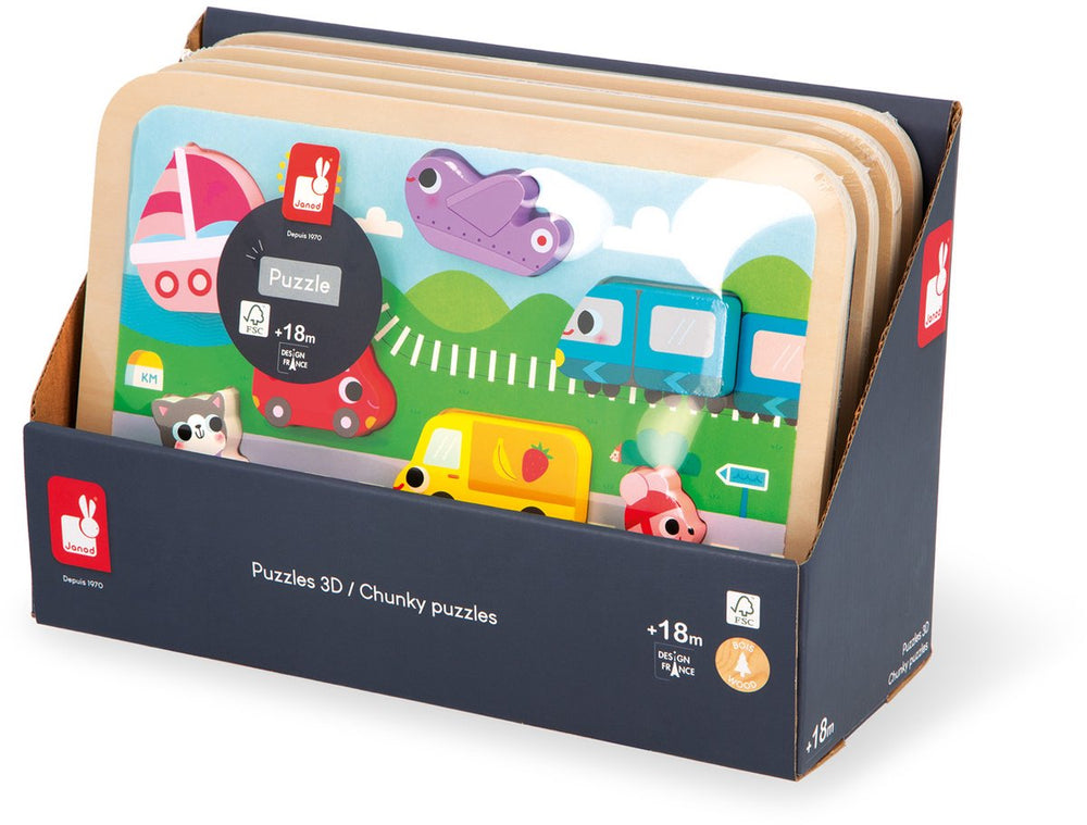 Janod - chunky puzzel - voertuigen