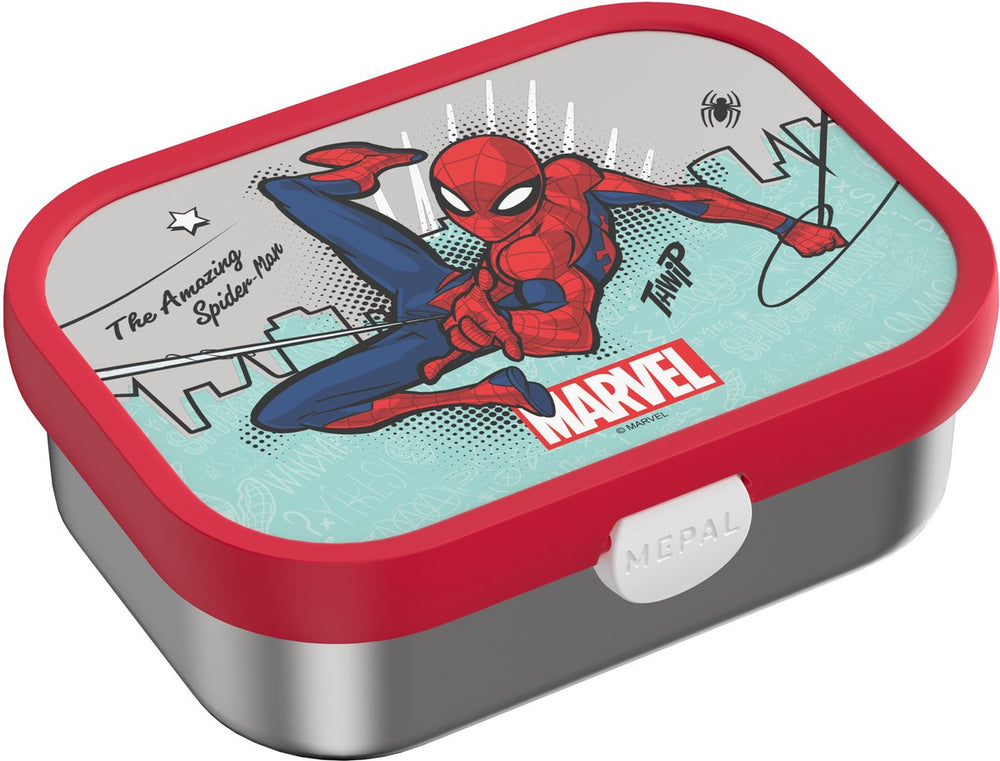 Mepal rvs bento lunchbox campus - 750 ml - broodtrommel met vakjes voor kinderen - geschikt voor 4 boterhammen - lunchbox rvs - spiderman