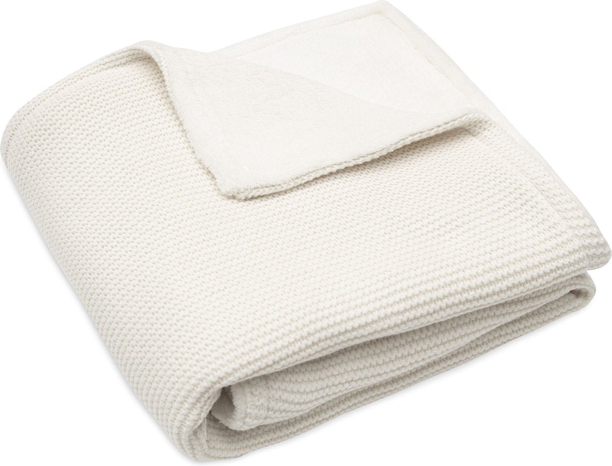 Jollein - deken wieg 75x100cm - wiegdeken, wiegdekentje, dekentje baby - basic knit - ivory coral fleece