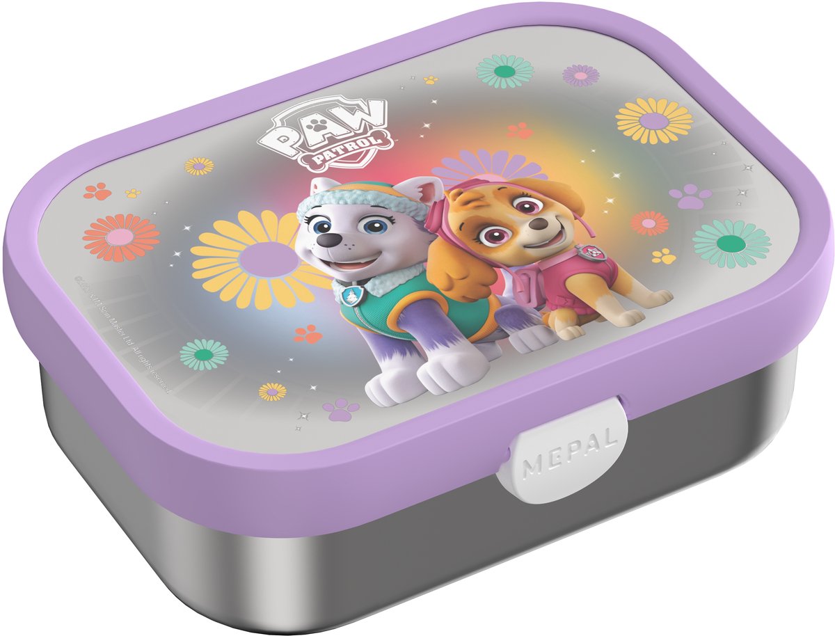 Mepal rvs bento lunchbox campus - 750 ml - broodtrommel met vakjes voor kinderen - geschikt voor 4 boterhammen - lunchbox rvs - paw patrol girls