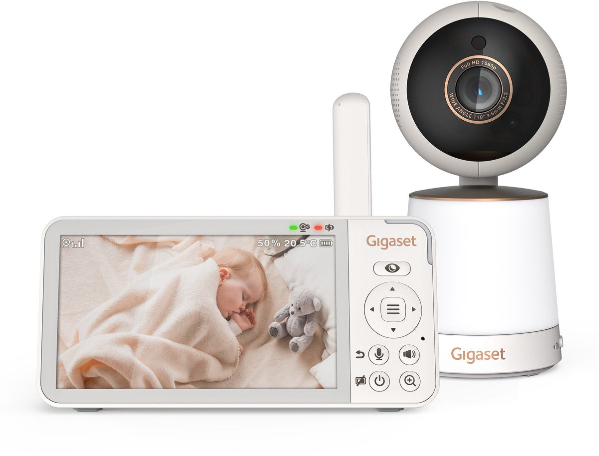 Gigaset baby 500 – babyfoon met camera - draai en kantelbare camera met nachtlampje -kleurennachtzicht -sensoren - rustgevende geluiden - wandhouder - baby monitor - beeld baby phone -