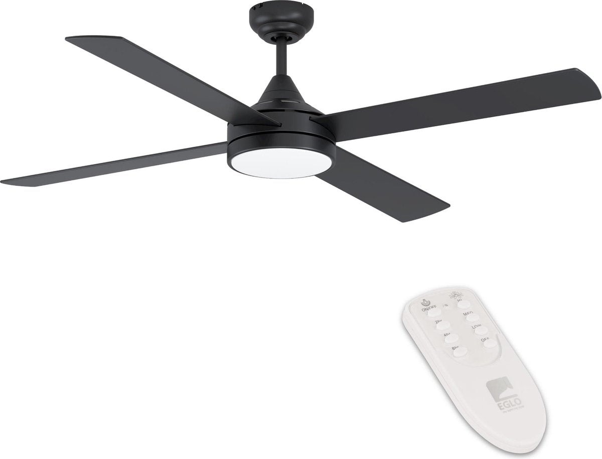 Eglo trinidad plafondlamp met ventilator - 122cm - ac longer life - zwart - dimbaar - instelbaar wit licht