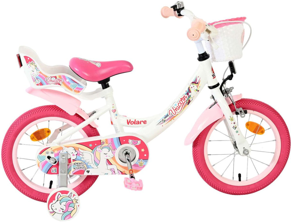 Volare unicorn kinderfiets - meisjes - 14 inch - wit
