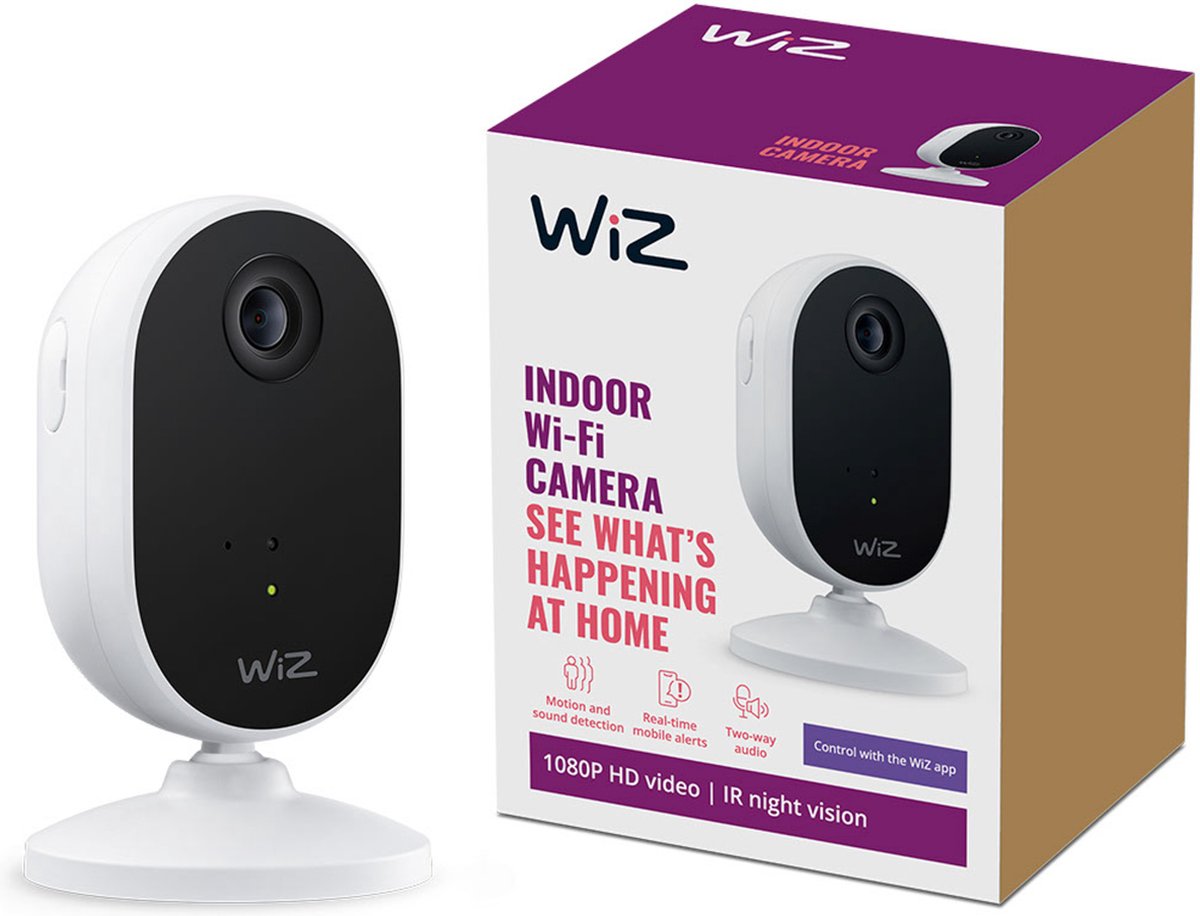 Wiz slimme binnencamera - home monitoring - bedrade camera - koppel met je slimme verlichting - beweging- en geluidsdetectie