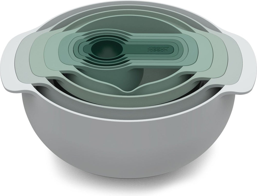 Joseph joseph editions sage nest 9 plus mengkommen - polypropyleen - set van 9 stuks - grijs groen