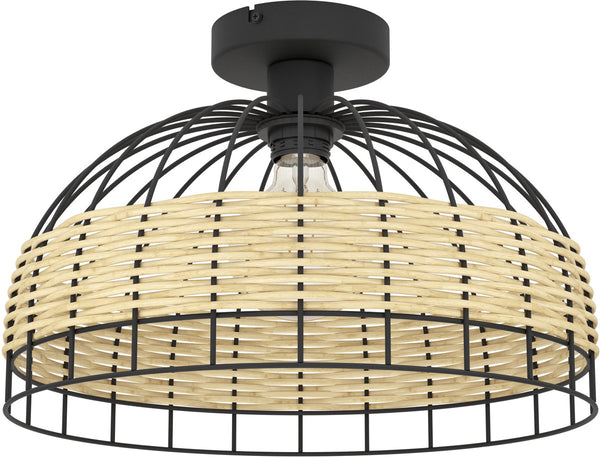 Eglo anwick plafondlamp - e27 - ø 38 cm - zwart rotan