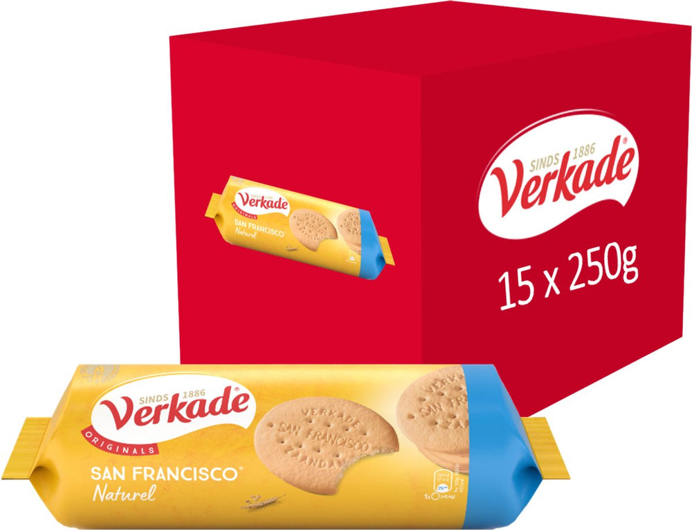 Verkade - koek - san francisco naturel biscuits - 15 x 250 gram