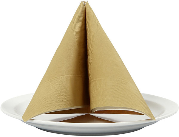 Creativ company servetten - gouden tafeldecoratie servetten - luxe papieren feestservetten - party servetten - grote decoratieve servetten 40x40cm - 60gr - set van 20 stuks