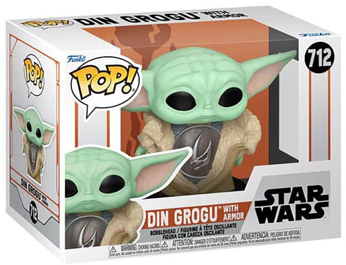 Funko pop star wars: mandalorian - din grogu with armor pop
