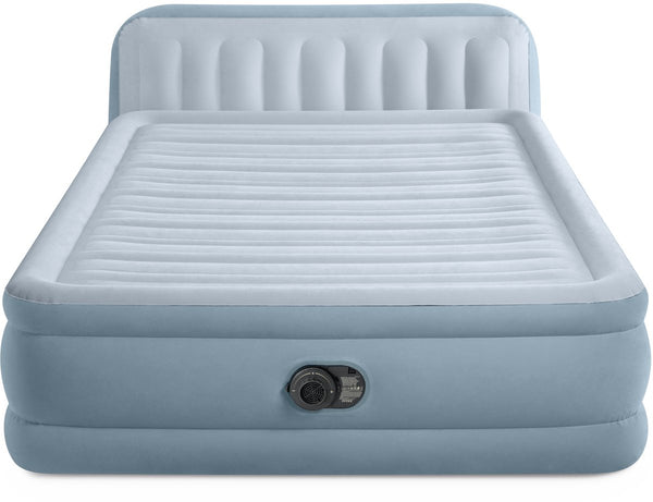 Intex plush headboard luchtbed met ingebouwde pomp - 236 x 152 x 46 cm