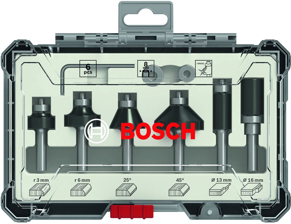 Bosch kant- en lijstfrezenset 6 st. 1 4 schacht ( 2607017470 ) trim edging set voor bovenfrezen