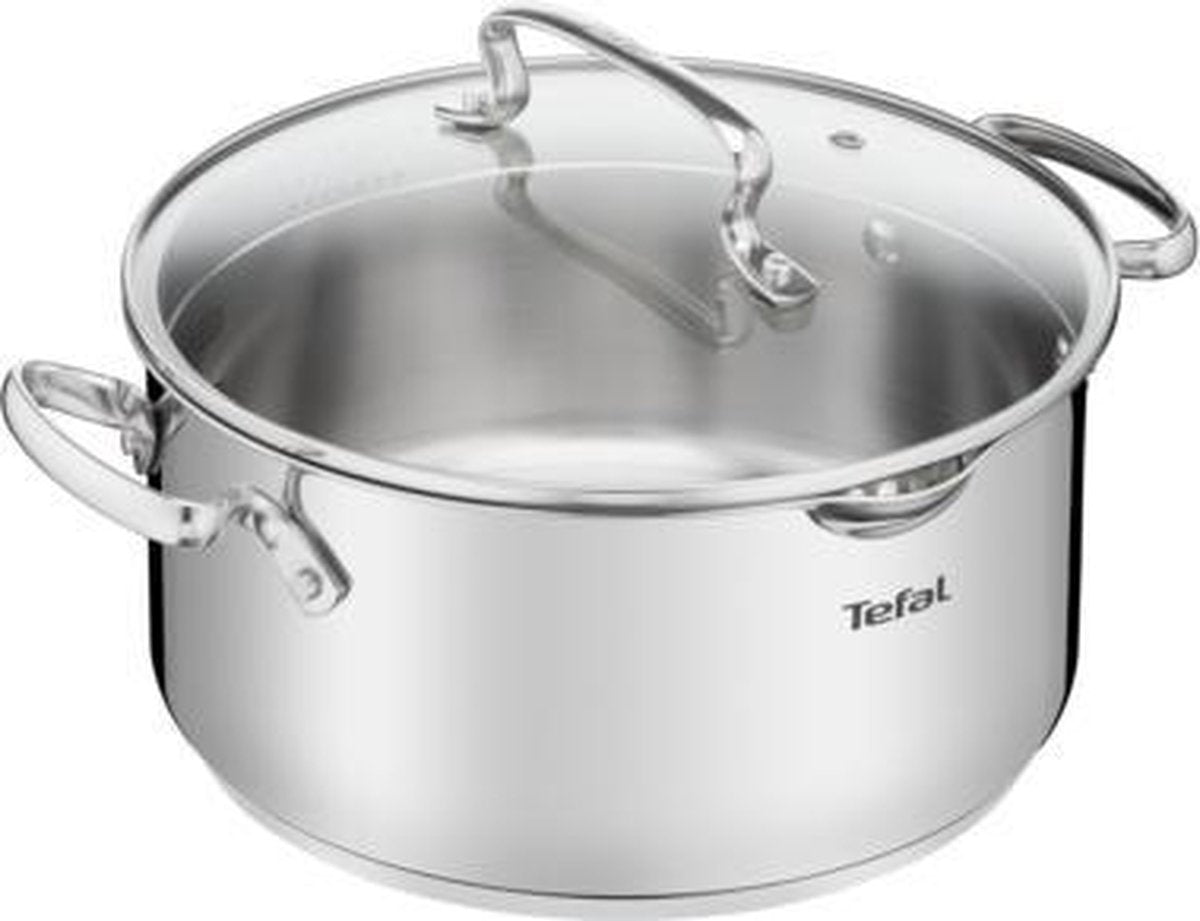 Tefal duetto+ kookpan - rond - 18 cm- roestvrijstaal - met deksel