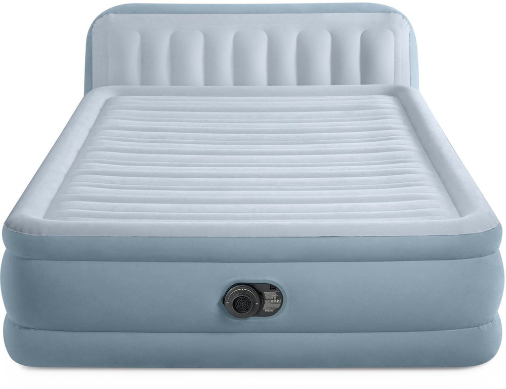 Intex plush headboard luchtbed met ingebouwde pomp - 236 x 152 x 46 cm