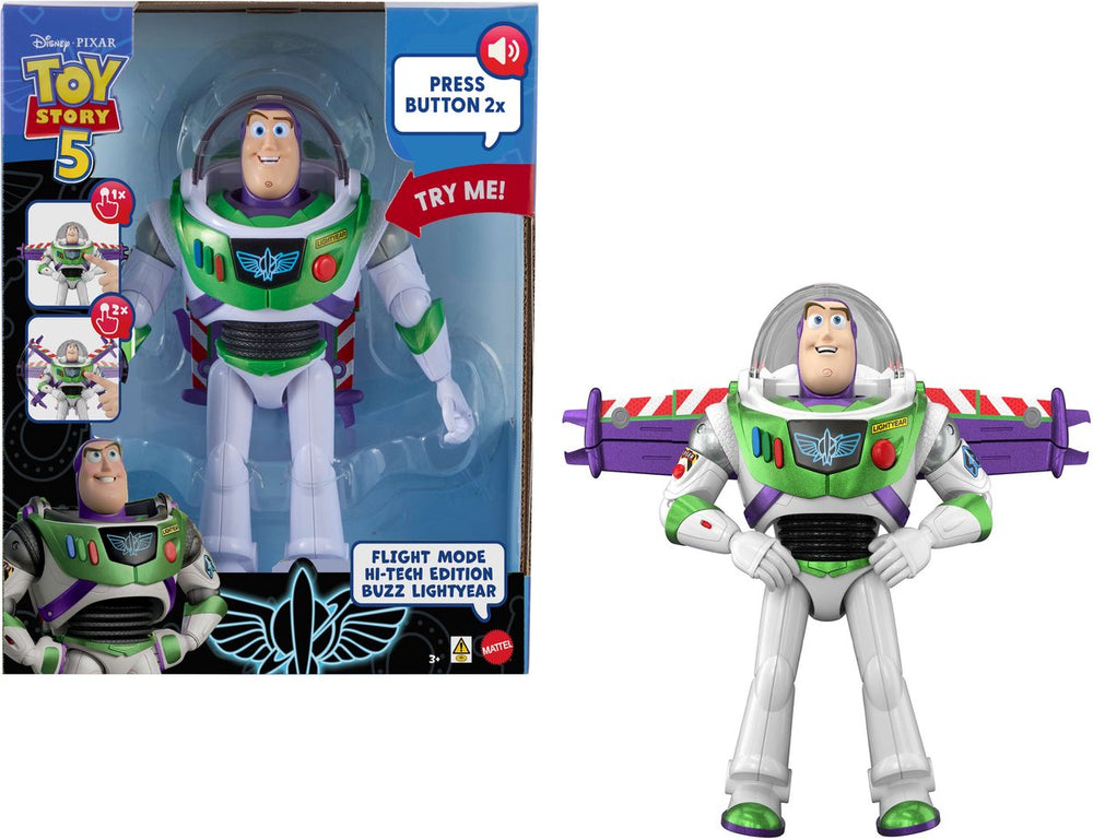 Mattel disney en pixar toy story vliegstand hi-tech editie - buzz lightyear op een schaal van 30 cm en 35+ geluiden - nederlands