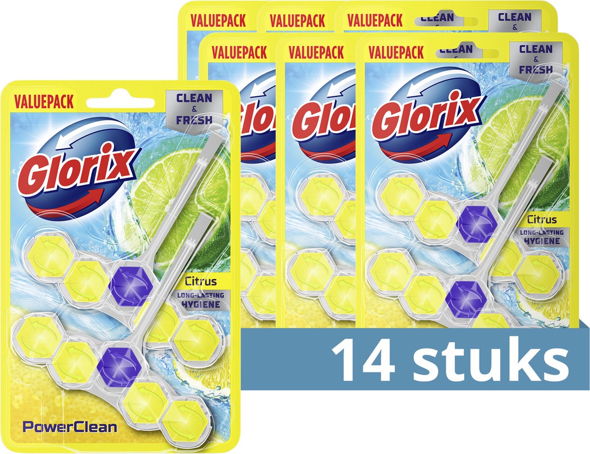 Glorix - wc blokjes - citroen - 14 stuks - voordeelverpakking