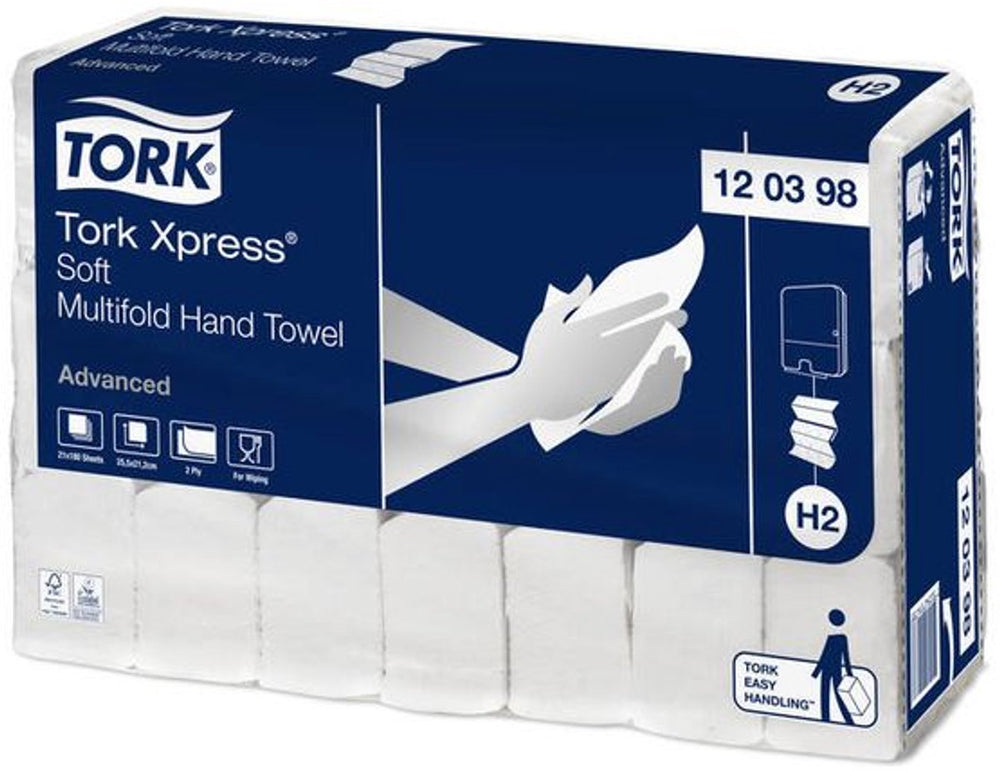 Tork 120398 xpress multifold handdoek h2 2-laags wit 3780 stuks (120398)
