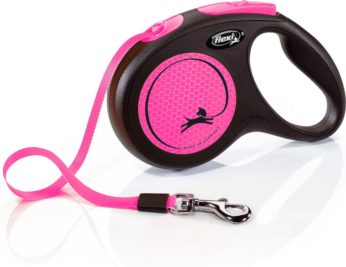 Flexi Rollijn nieuwe neon tape zwart roze