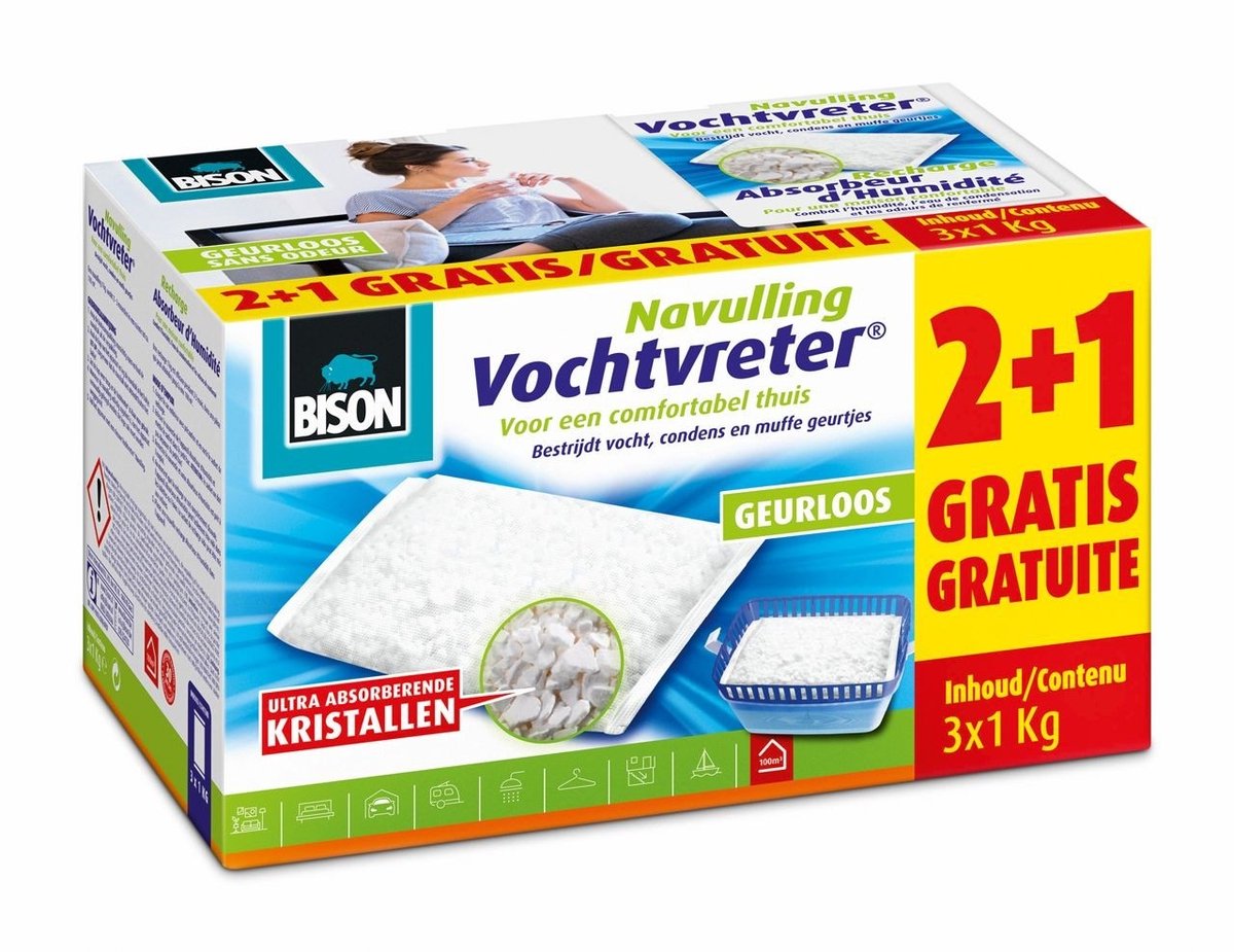 Bison vochtvreter ultra nav. 3x1kg neutraal