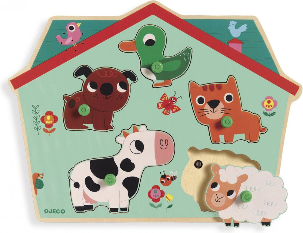 Djeco geluidenpuzzel - de boerderij - 5 stukjes