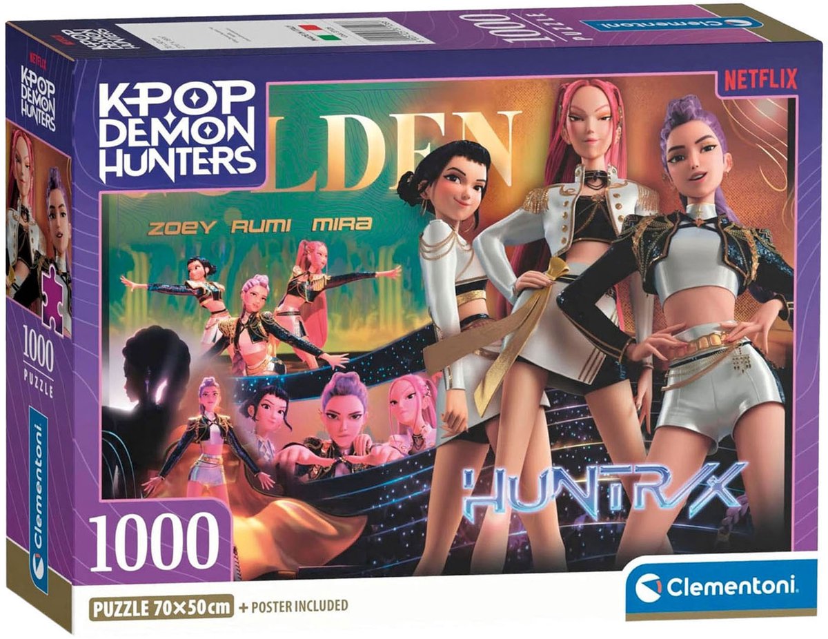 Clementoni k-pop demon hunters puzzel 1000 stukjes van compact - kpop huntrix - k pop legpuzzel hobby cadeau voor kinderen vanaf 6 jaar