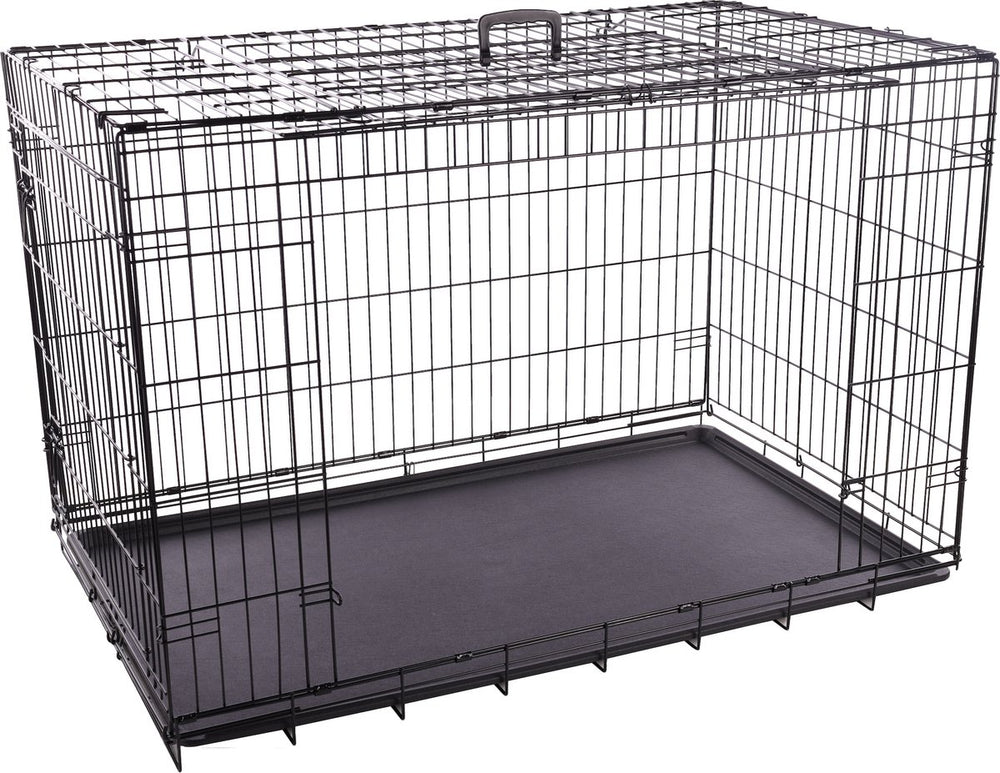 Flamingo hondenbench nyo zwart xxl – 124x77x81,5 cm – opvouwbare draadkooi met 2 deuren lade – hondenbench met handvat