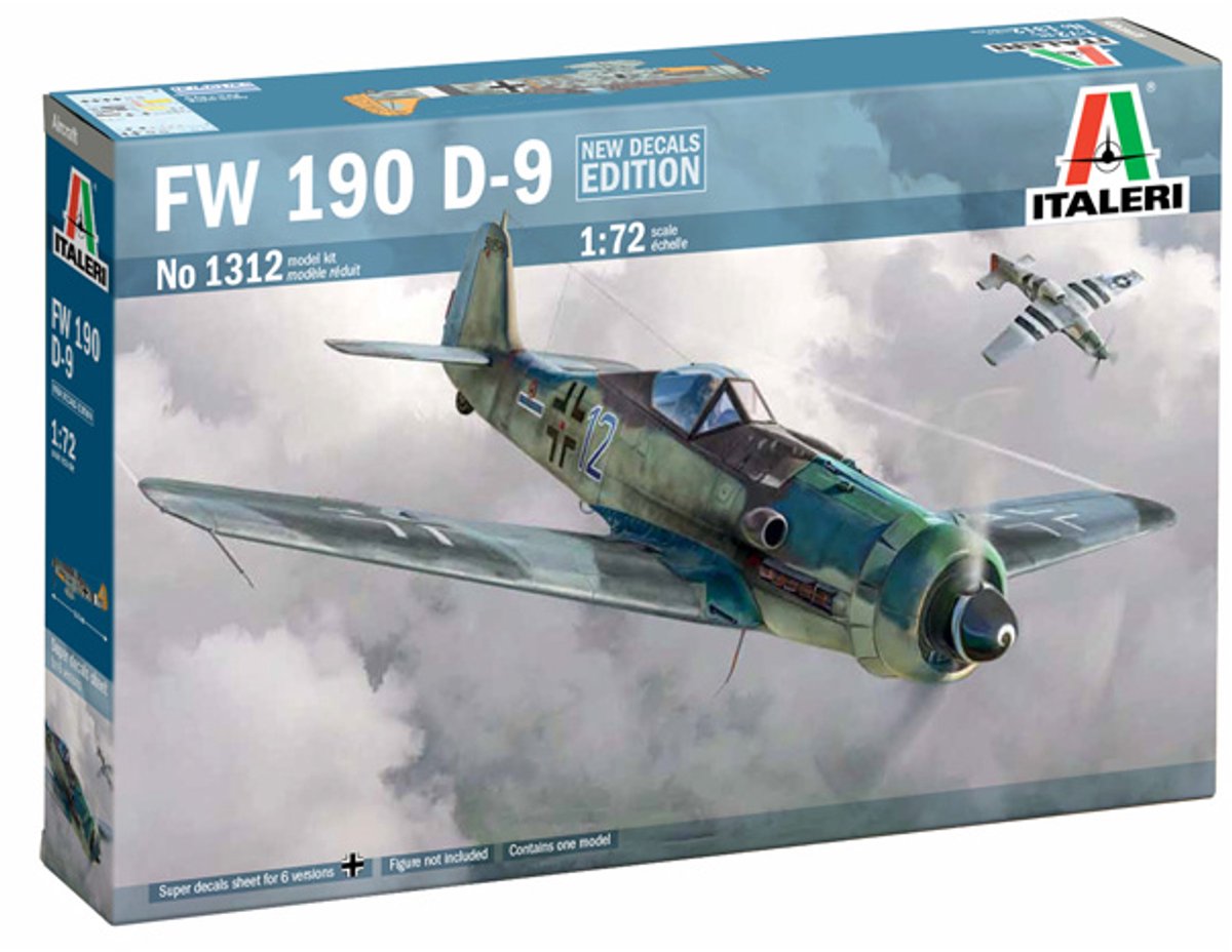 Italeri modelbouwpakket vliegtuigen - 1312 focke-wulf fw 190d-9 - vliegtuig plastic - 1:72 - modelbouw